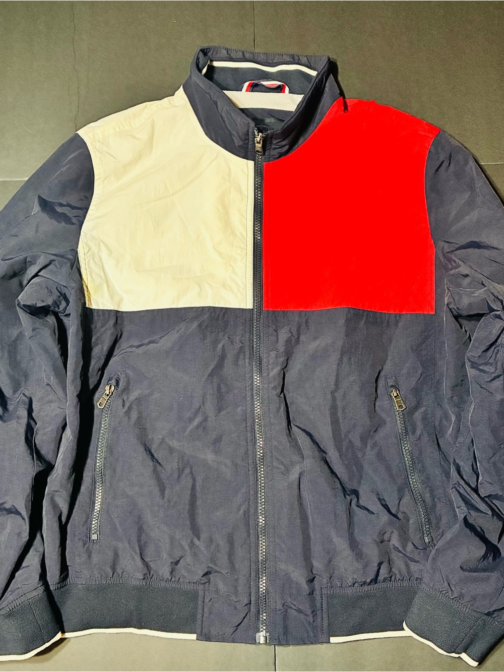 Tommy Hilfiger Navy, Red & Cream Colorblock Zip Jacket